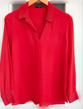 Mango Talla S - Blusa Roja Recta