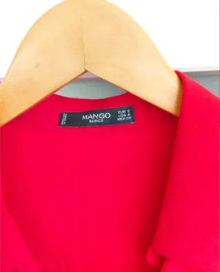 Mango Talla S - Blusa Roja Recta