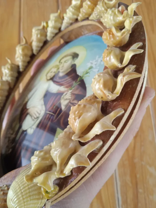 Sant'Antonio quadro vintage con conchiglie