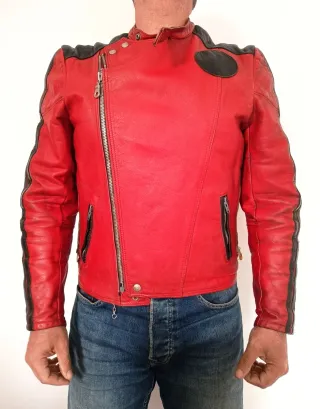 Motera cuero auténtico vintage M Medidas indicadas