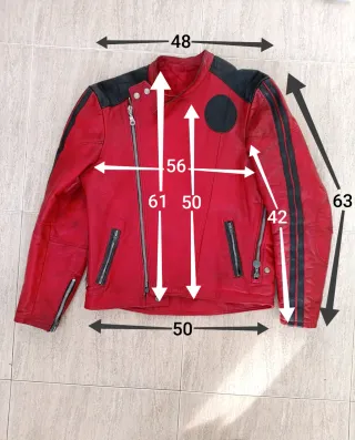 Motera cuero auténtico vintage M Medidas indicadas