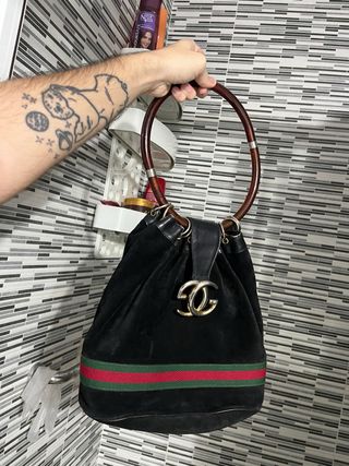 Borsa a cubo Gucci GG Vintage Nero