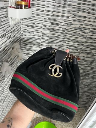 Borsa a cubo Gucci GG Vintage Nero