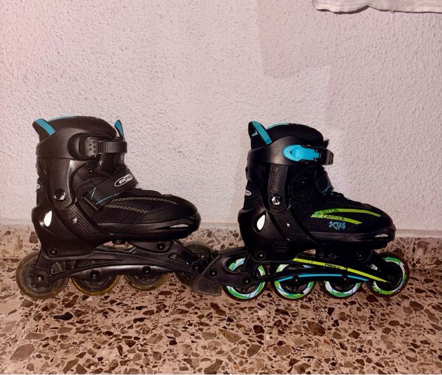 Patines en línea infantiles negros y turquesa