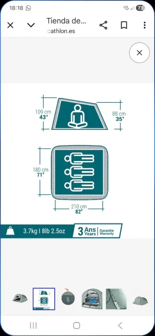 Tienda de campaña Quechua 2 Seconds 3 personas