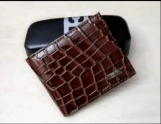 Cartera Hombre Cocodrilo Charol Marrón