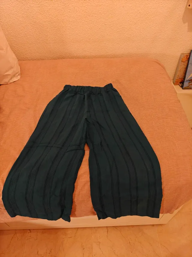 Pantalón ancho verde Mango