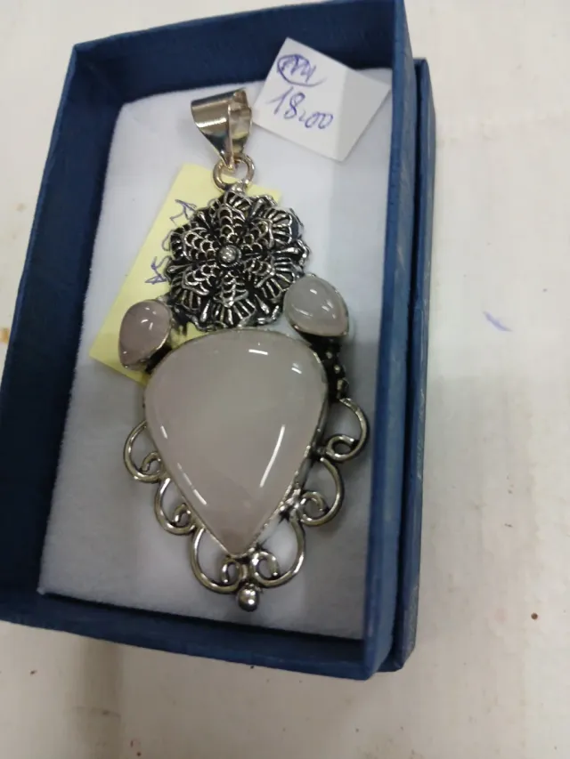 Pendente Argento 925 Indiano quarzo rosa