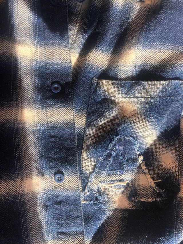 Camisa de cuadros azul y beige extra grande xxl