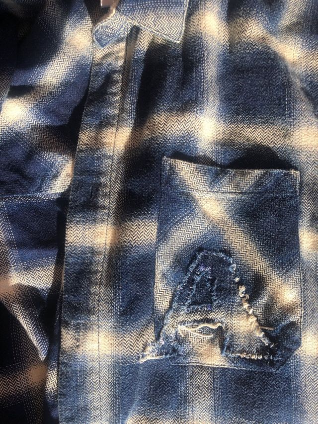 Camisa de cuadros azul y beige extra grande xxl