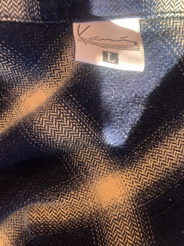 Camisa de cuadros azul y beige extra grande xxl