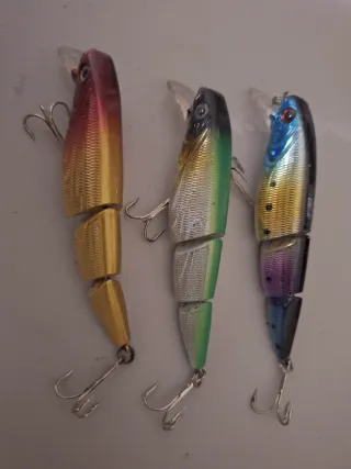 3 señuelos pesca articulados 11cm 16gr