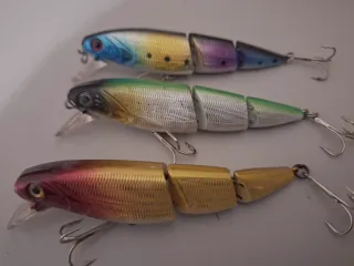 3 señuelos pesca articulados 11cm 16gr