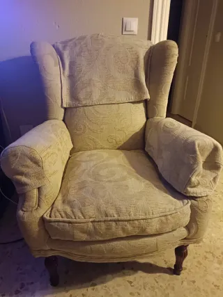 2 Sillónes orejeros tela beige