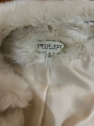 Pelliccia ecologica beige/bianca