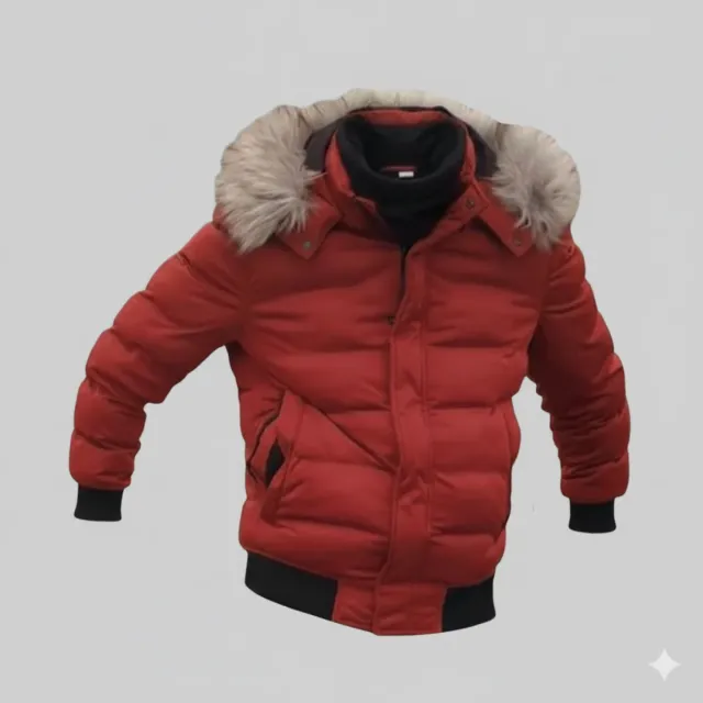 Abrigo plumas de Zara con pelo en capucha