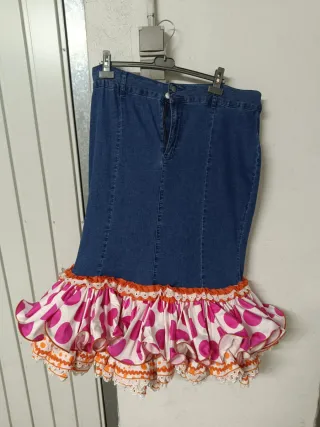 Falda vaquera flamenca elástica Curve talla 3XL