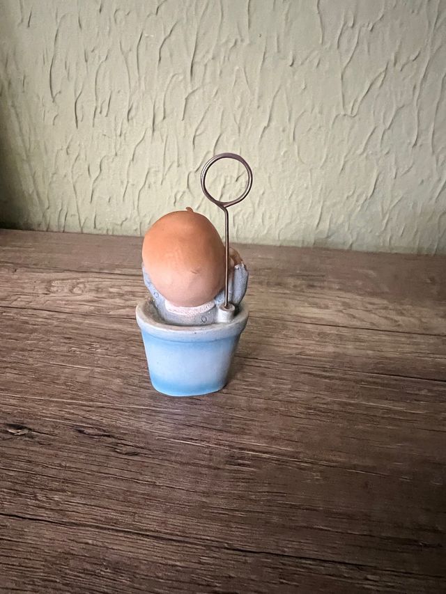 Portafotos bebé maceta azul