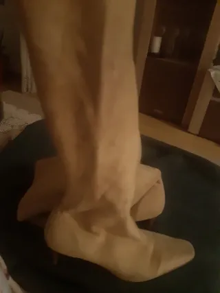 Chaqueta larga beige y marrón