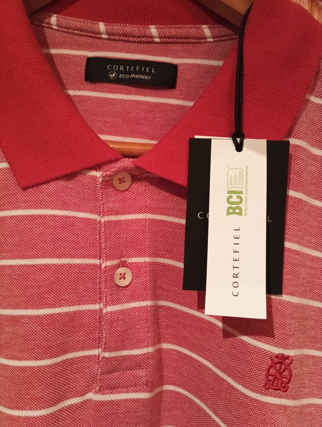 Polo Cortefiel Rayas Rojo/Rosa XXL. Sin estrenar.