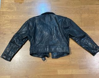 Chaqueta de cuero motera vintage años 90 negra