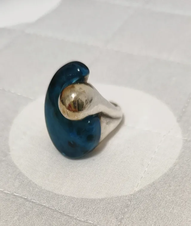 Anillo Uno de 50 Azul y Plateado Talla 18.1mm