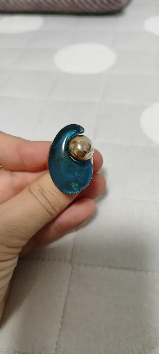 Anillo Uno de 50 Azul y Plateado Talla 18.1mm