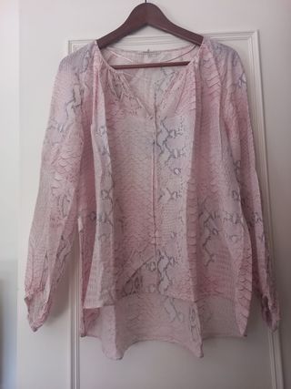Blusa seda Gérard Darel rosa/gris Talla M