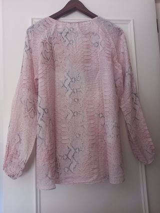 Blusa seda Gérard Darel rosa/gris Talla M