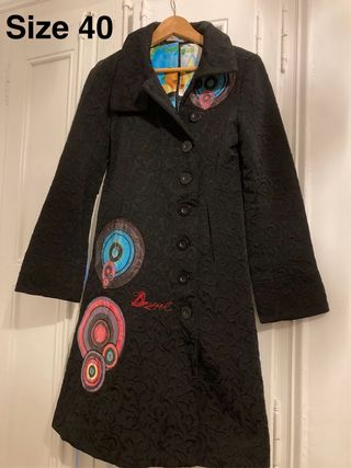 Abrigo Desigual Talla 40 Negro Multicolor