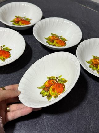 5 Cuencos de Porcelana con Manzanas
