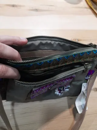 Bolso bandolera Desigual beige y multicolor
