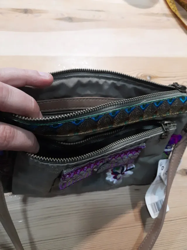 Bolso bandolera Desigual beige y multicolor