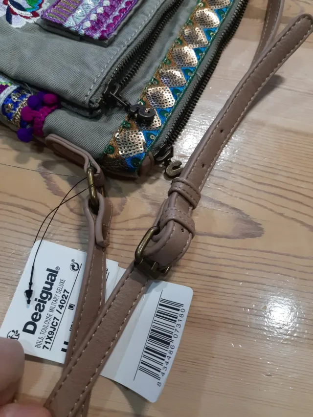 Bolso bandolera Desigual beige y multicolor