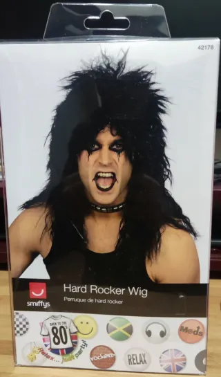 Peluca Hard Rocker Smiffy's Negra Sin abrir