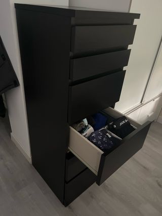Cómoda 6 cajones MALM Ikea Negra/Marrón
