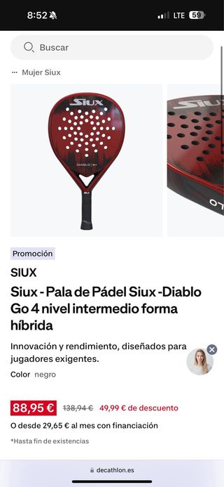 Pala Siux Diablo GO 4 nueva sin estrenar