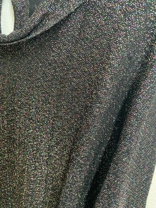 Top elegante nero sbrilluccicante vintage anni 60