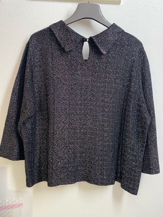 Top elegante nero sbrilluccicante vintage anni 60