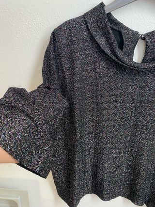 Top elegante nero sbrilluccicante vintage anni 60