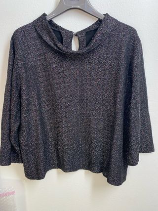 Top elegante nero sbrilluccicante vintage anni 60