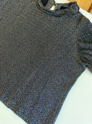 Top elegante nero sbrilluccicante vintage anni 60