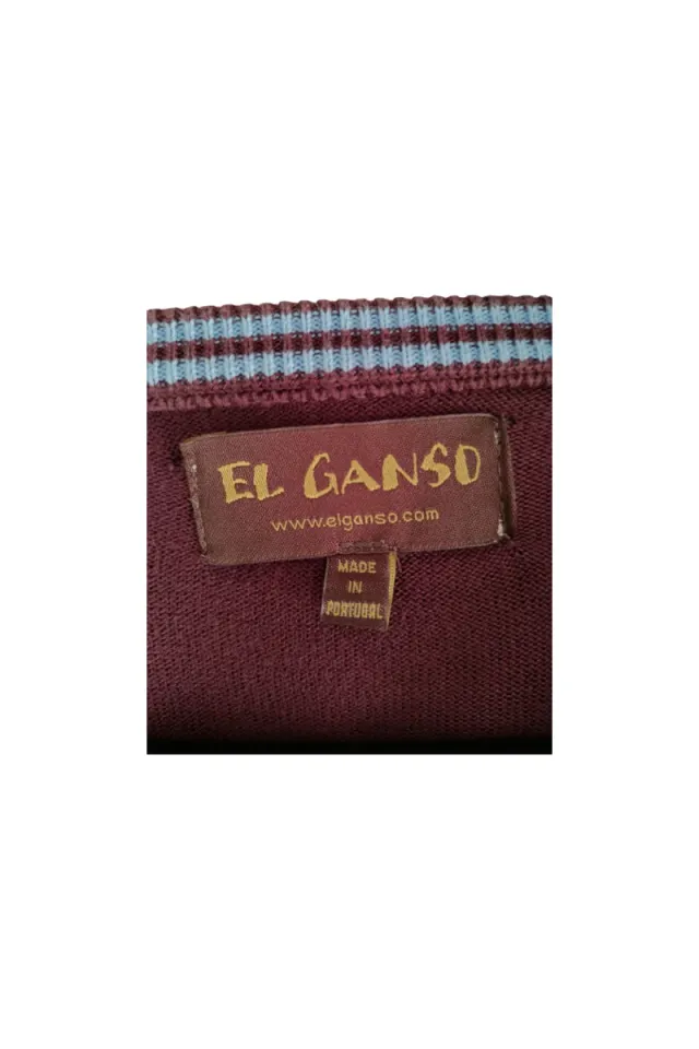 Suéter de algodón El Ganso color burdeos, talla XL