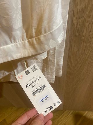 Pantalón Zara Blanco Pinzas Jacquard Talla M