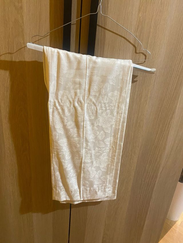 Pantalón Zara Blanco Pinzas Jacquard Talla M