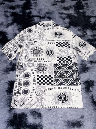 Camicia Bershka grafica bianco/nera oversize