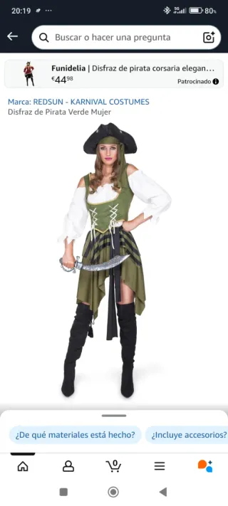 Disfraz Pirata Mujer Talla Única