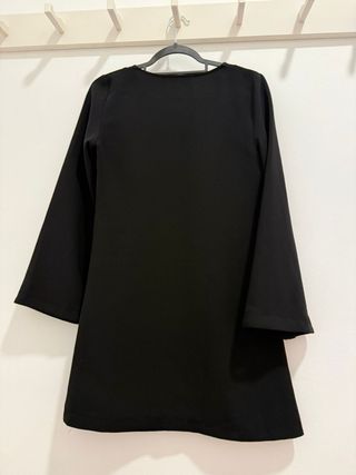 Vestido Negro Zara Manga Larga Talla S