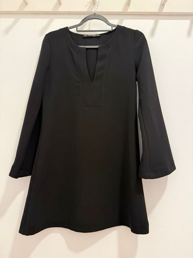 Vestido Negro Zara Manga Larga Talla S