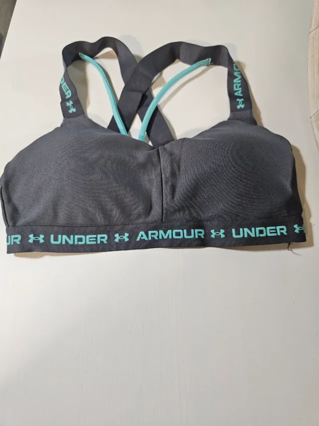 Top deportivo Under Armour gris y turquesa